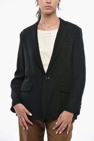 Blazer Monopetto in Lana con Rever a Lancia