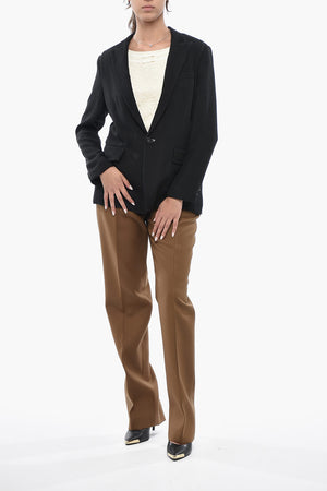 Blazer Monopetto in Lana con Rever a Lancia