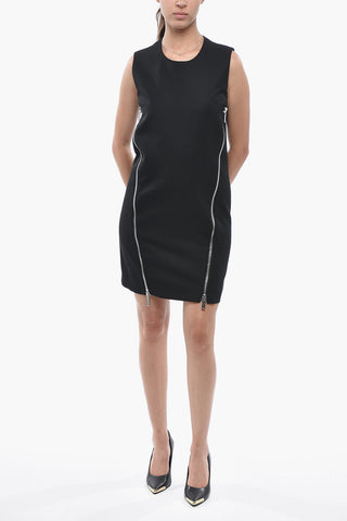 Sleeveless Virgin Wool Blend Dress with Front Zip