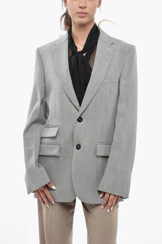 Virgin Wool 3-Pocket Blazer With Check Pattern