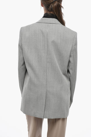 Virgin Wool 3-Pocket Blazer With Check Pattern