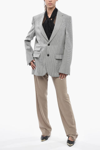 Virgin Wool 3-Pocket Blazer With Check Pattern