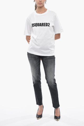 Solid-Color Crewneck T-Shirt EASY FIT with Contrasting Logo
