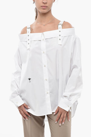 Camicia Off-Shoulder in Popeline di Cotone