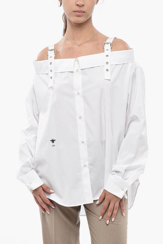 Camicia Off-Shoulder in Popeline di Cotone