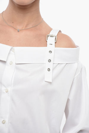 Camicia Off-Shoulder in Popeline di Cotone