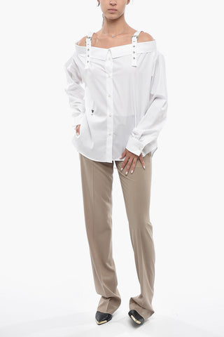 Camicia Off-Shoulder in Popeline di Cotone