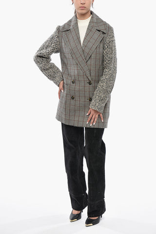 Blazer Doppiopetto BLAYNEY Motivo Plaid con Maniche in Maglia