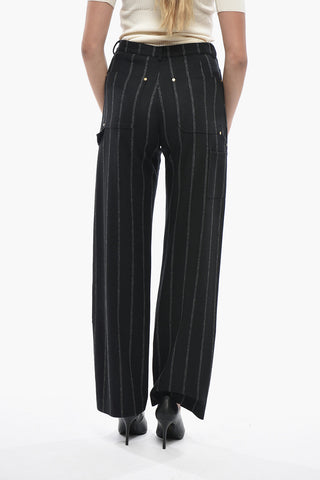 Wool Straight-Leg High-Waist Trousers With Gold Buckle