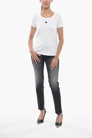 라운드넥 T-Shirt LONG MINI FIT 단색 배색 디테일