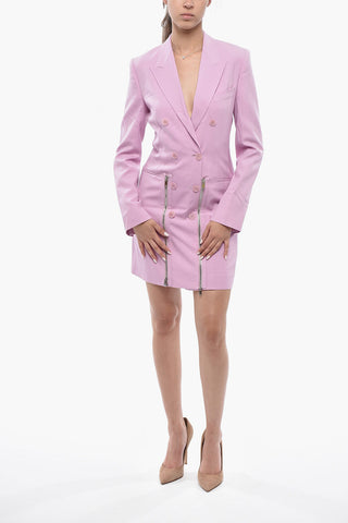 Wool Blazer Dress With Long Sleeves And Front Zip