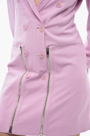 Wool Blazer Dress With Long Sleeves And Front Zip
