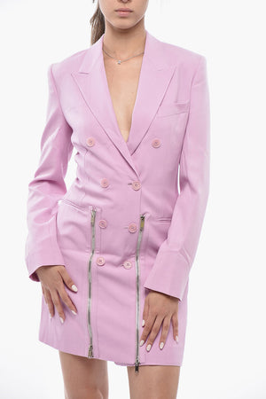 Blazer Dress in Lana a Maniche Lunghe con Zip Frontale