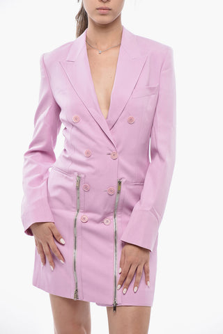 Wool Blazer Dress With Long Sleeves And Front Zip