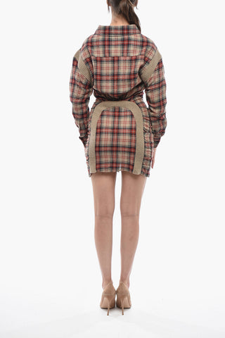 Wool Plaid Shirt Dress WREN With Long Sleeves