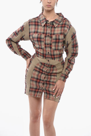 Wool Plaid Shirt Dress WREN With Long Sleeves