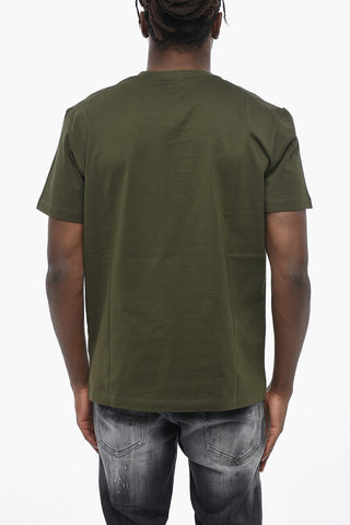 Crew Neck T-Shirt COOL FIT in Solid Color with Contrast Print