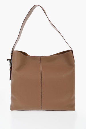 Pebbled Leather Shoulder Bag With Single Handle