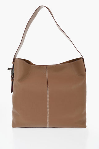 Pebbled Leather Shoulder Bag With Single Handle