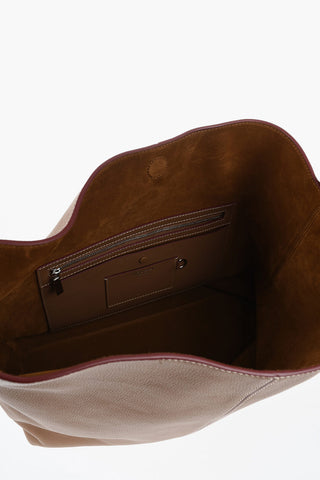 Pebbled Leather Shoulder Bag With Single Handle