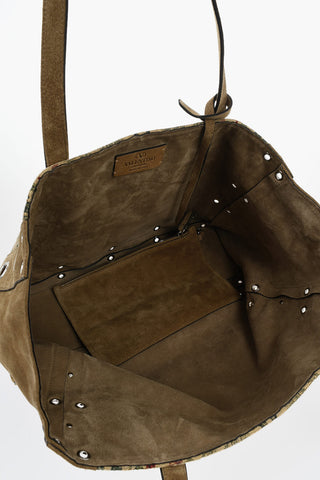 Borsa Tote in Suede con Ricamo e Borchie