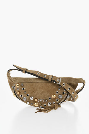 Suede Waist Bag With Studs And Zip Closure