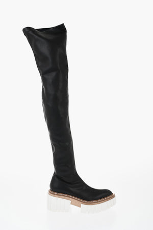 Eco-Leather Over-the-Knee Boots EMILIE with 8cm Platform Sole
