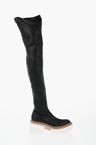 Eco-Leather Over-the-Knee Boots EMILIE with 8cm Platform Sole