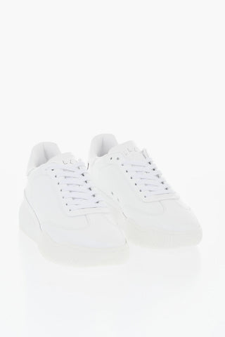 Eco-Leather Lace-Up Sneakers with Rubber Sole