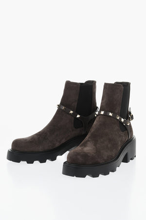 Stivaletti Chelsea in Suede con Cinturino Borchiato