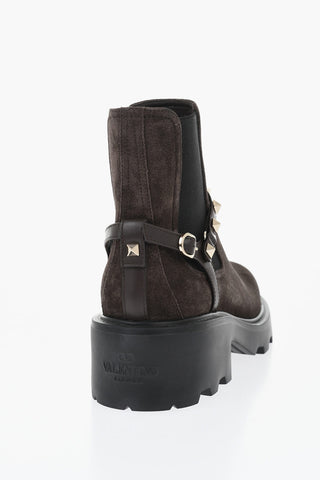 Suede Chelsea Boots With Studded Strap