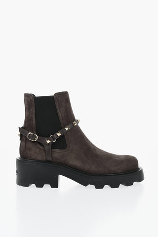 Suede Chelsea Boots With Studded Strap