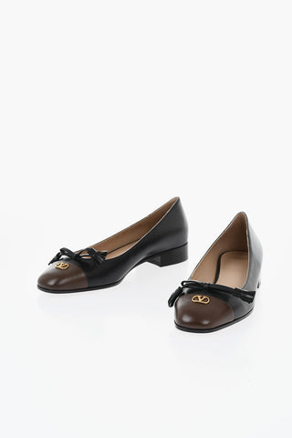 Ballerine in Pelle con Punta a Contrasto