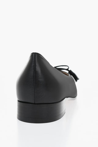 Leather Ballet Flats with Contrasting Toe