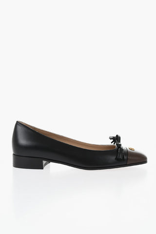 Leather Ballet Flats with Contrasting Toe
