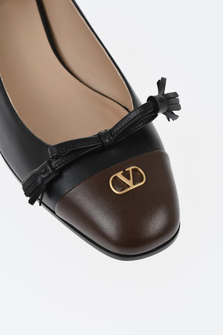 Leather Ballet Flats with Contrasting Toe