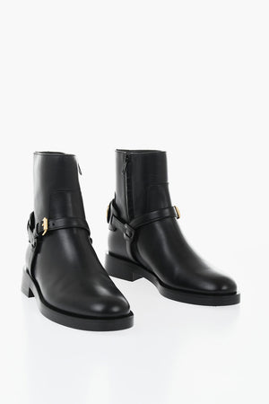Stivaletti Biker in Pelle con Cinturino Logato