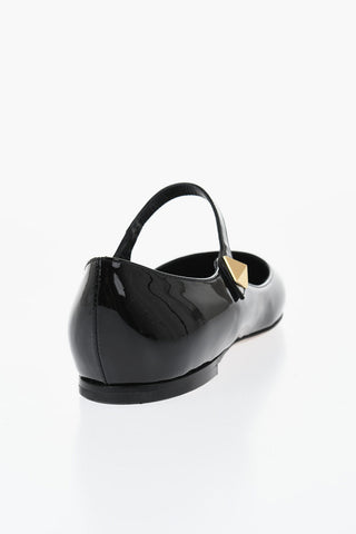 Patent Mary Jane Flats with Pointed Toe Design