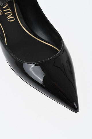 Patent Mary Jane Flats with Pointed Toe Design