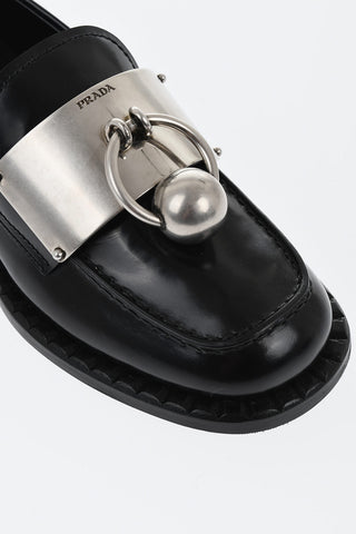 Brushed Leather Loafers With Front Piercing Detail
