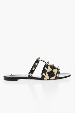 Raffia Slides with Studded Design