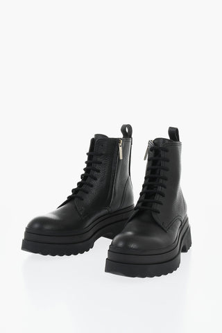 RED 해머드 가죽 앵클부츠 내부 지퍼