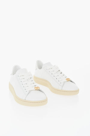 Sneakers Basse in Pelle con Suola in Gomma