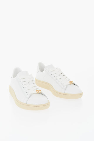 Low Leather Sneakers with Rubber Sole