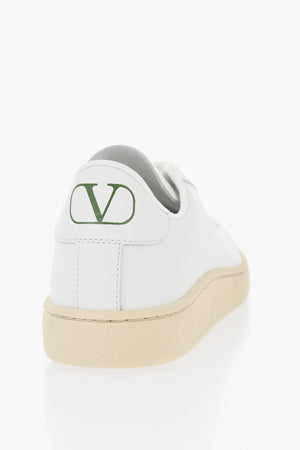 Low Leather Sneakers with Rubber Sole