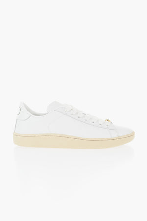 Sneakers Basse in Pelle con Suola in Gomma