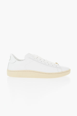 Low Leather Sneakers with Rubber Sole