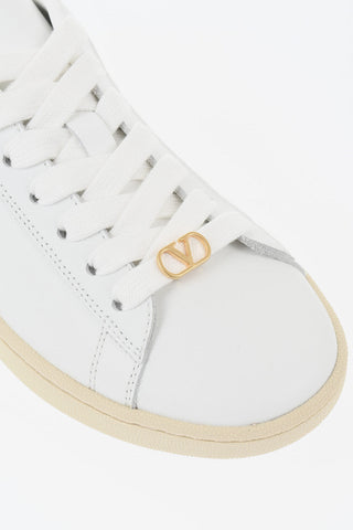 Low Leather Sneakers with Rubber Sole
