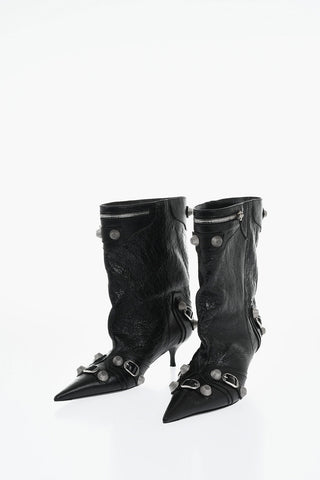 Leather Ankle Boots CAGOLE WIDE With Studs 5cm