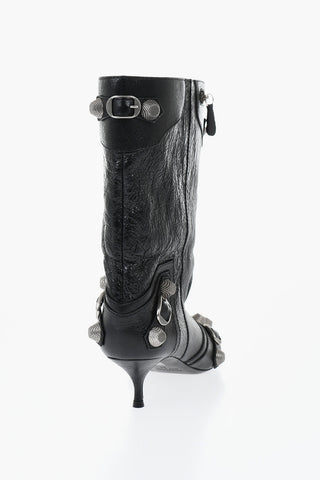 Leder-Stiefeletten CAGOLE WIDE mit Nieten 5cm